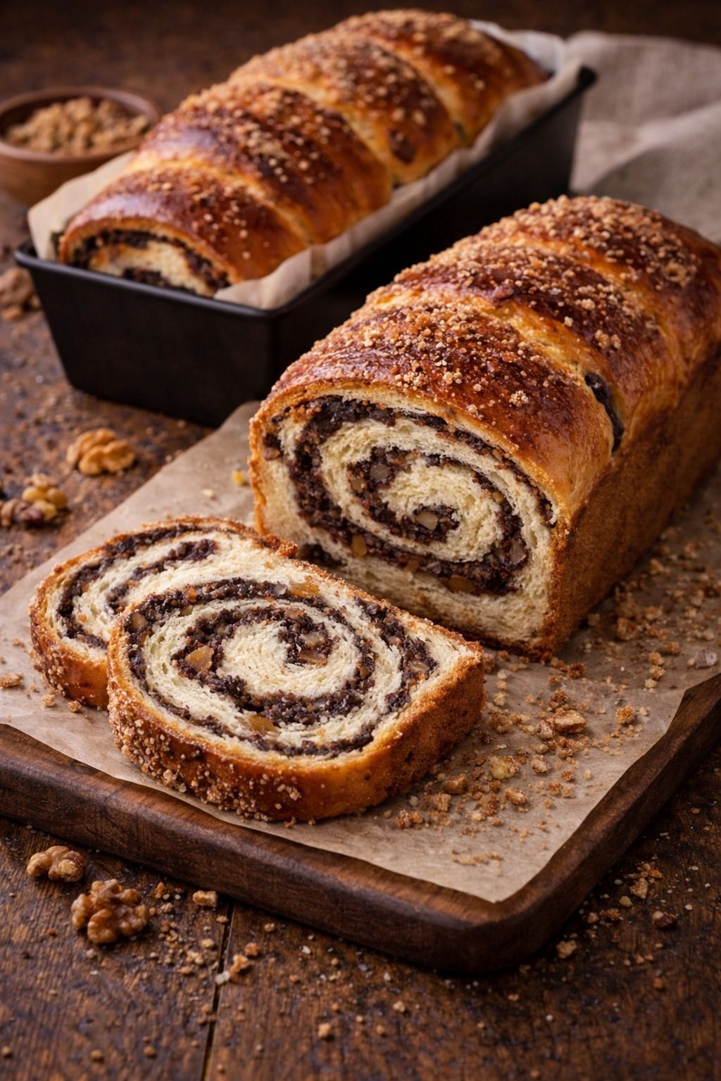 cozonac tradițional românesc cu nucă și cacao