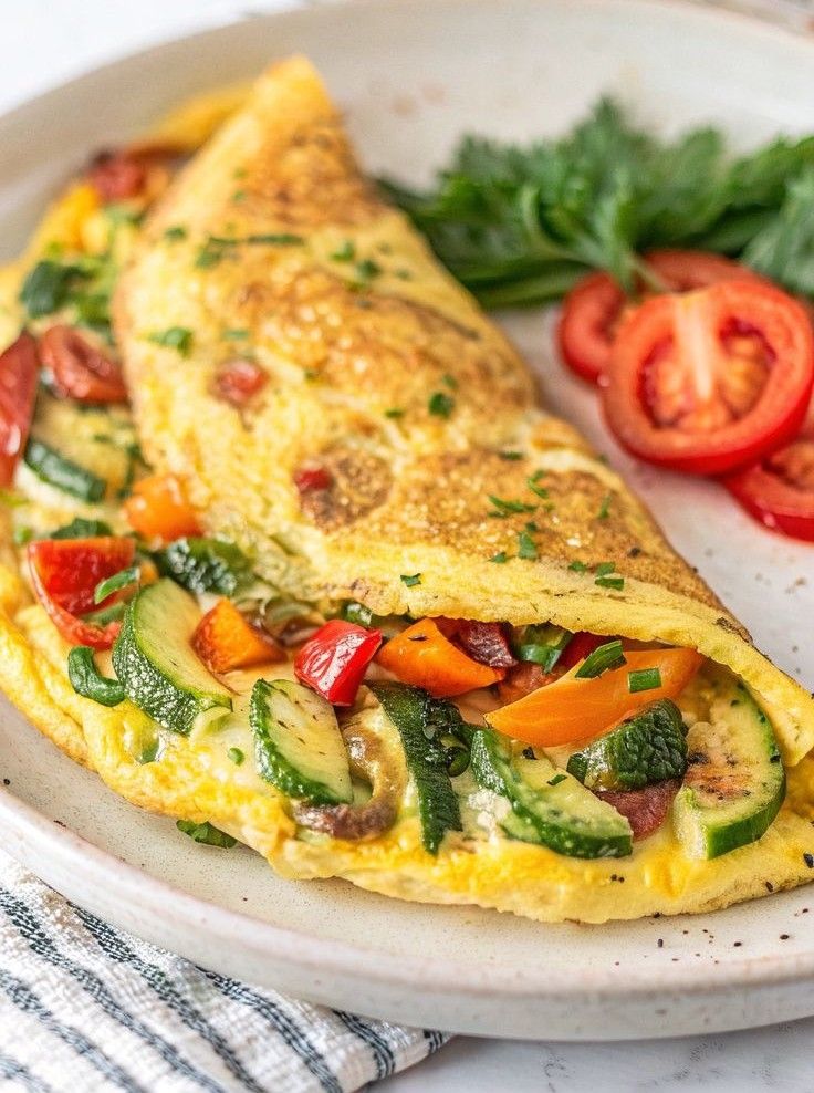 omletă cu legume și brânză