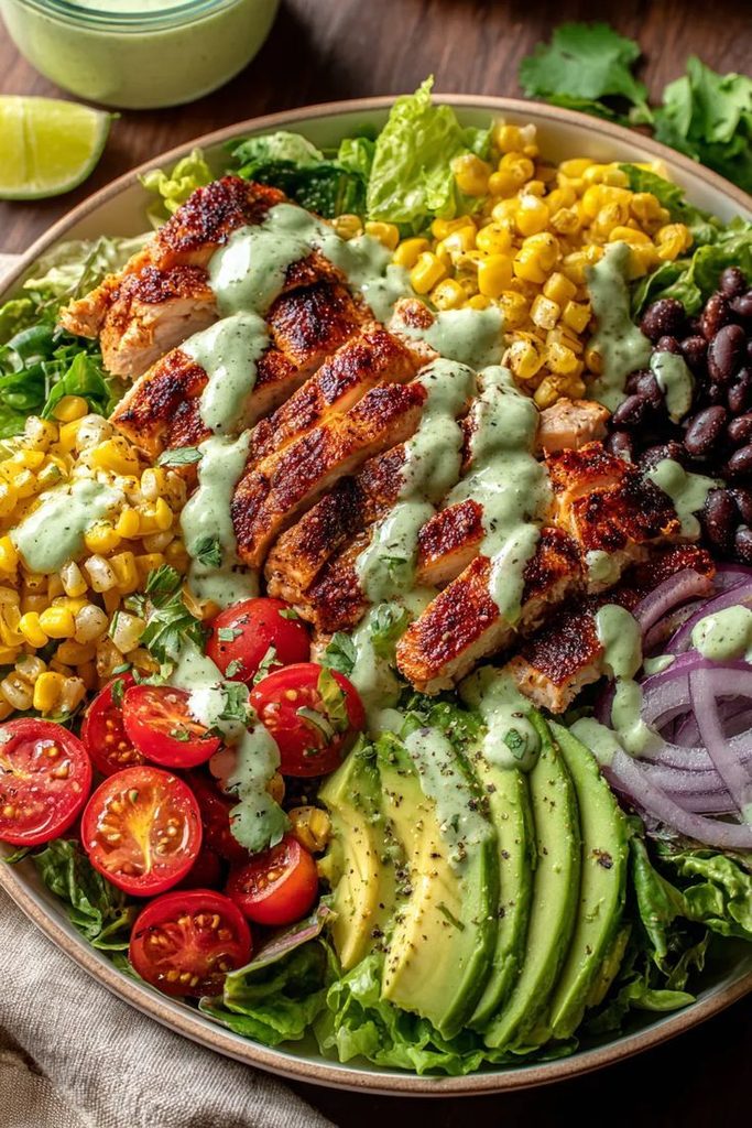 salată cu creveți avocado bacon porumb și ouă